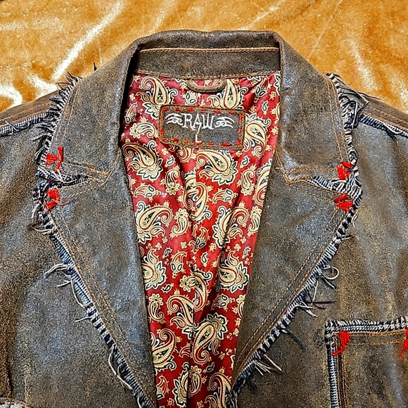 Raw 7 leather Brown Distressed Blazer - Picture 3 of 4